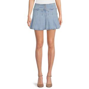 No Boundaries Girls Denim Pleated Juniors Skirt Small 3-5 NWT